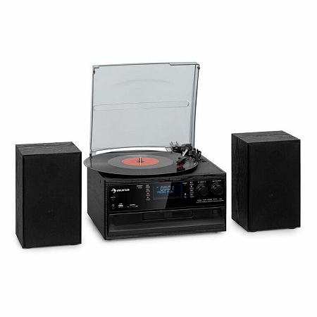 Auna Oakland DAB Plus, retro stereo systém, DAB+/FM, BT funkcia, vinyl, CD prehrávač, kazetový prehrávač. vrátane reproduktorov